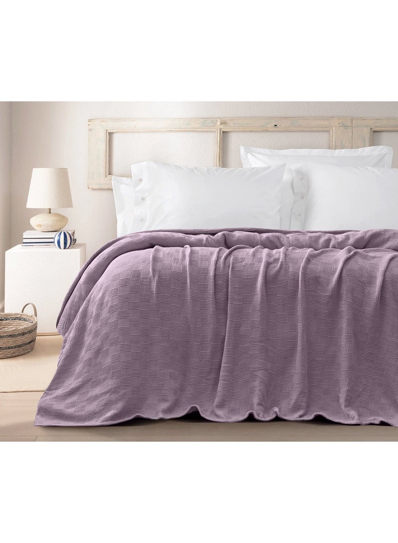 Relax Egyptian cotton Leno throw blanket,ultra-soft & lightweight with an elegant woven design ,king size 255x225 cm , Kashmir - Image 3